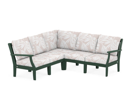 POLYWOOD® Braxton Modular 5-Piece Deep Seating Set in Green / Leaf Dune Burlap