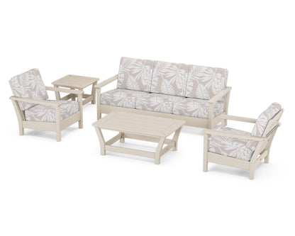 POLYWOOD® Harbour 5-Piece Deep Seating Set in Sand / Leaf Dune Burlap