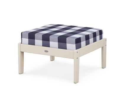POLYWOOD® Braxton Deep Seating Ottoman in Sand / Buffalo Plaid Navy