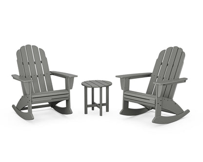 POLYWOOD® Vineyard Curveback 3-Piece Adirondack Rocking Chair Set in Slate Grey