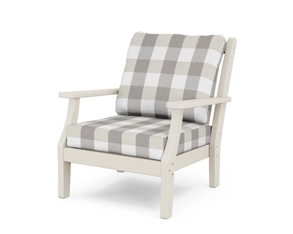 Country Living Wovendale Deep Seating Chair in Sand / Buffalo Plaid Grey Mist