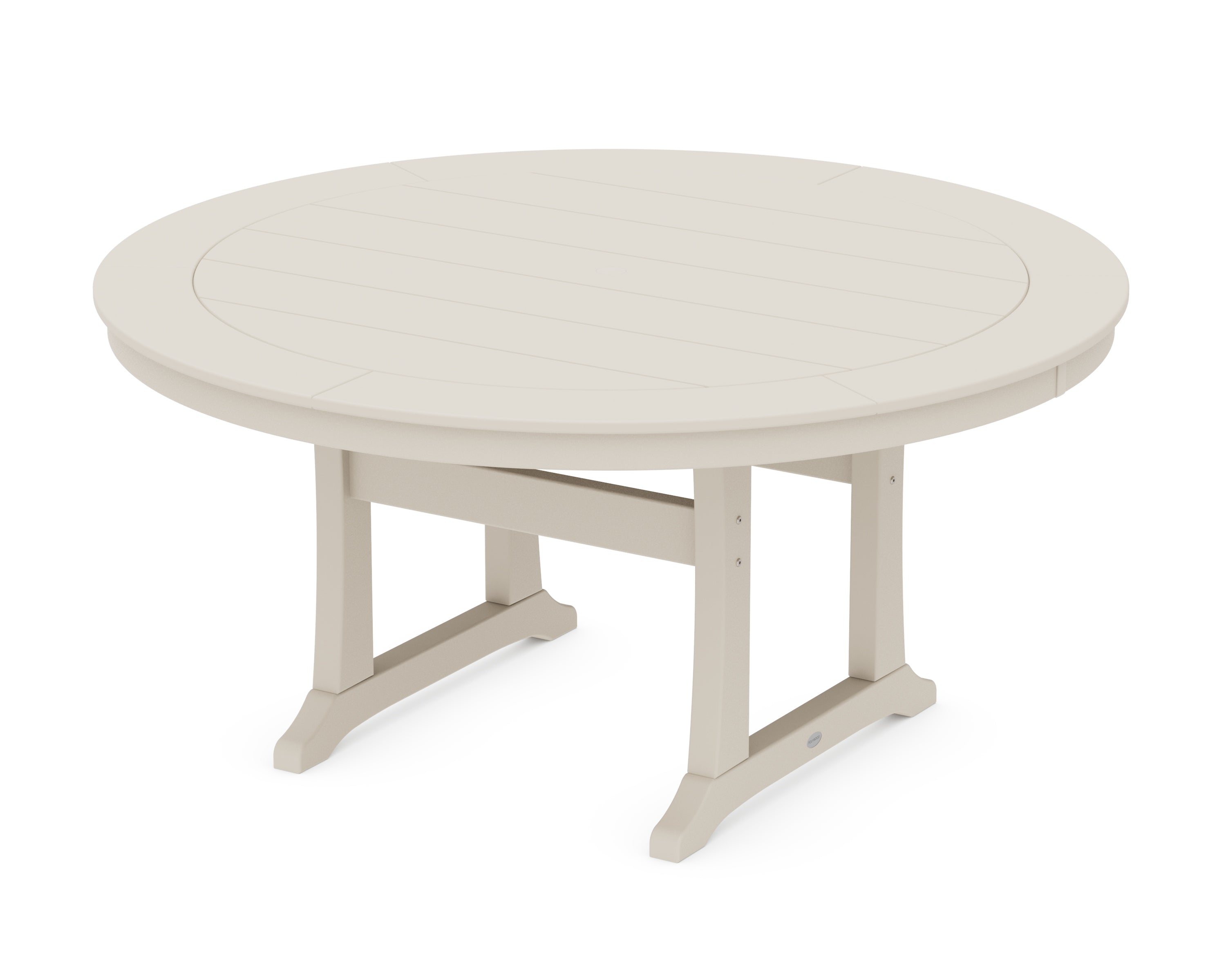 POLYWOOD® Nautical Trestle 60" Round Dining Table in Sand