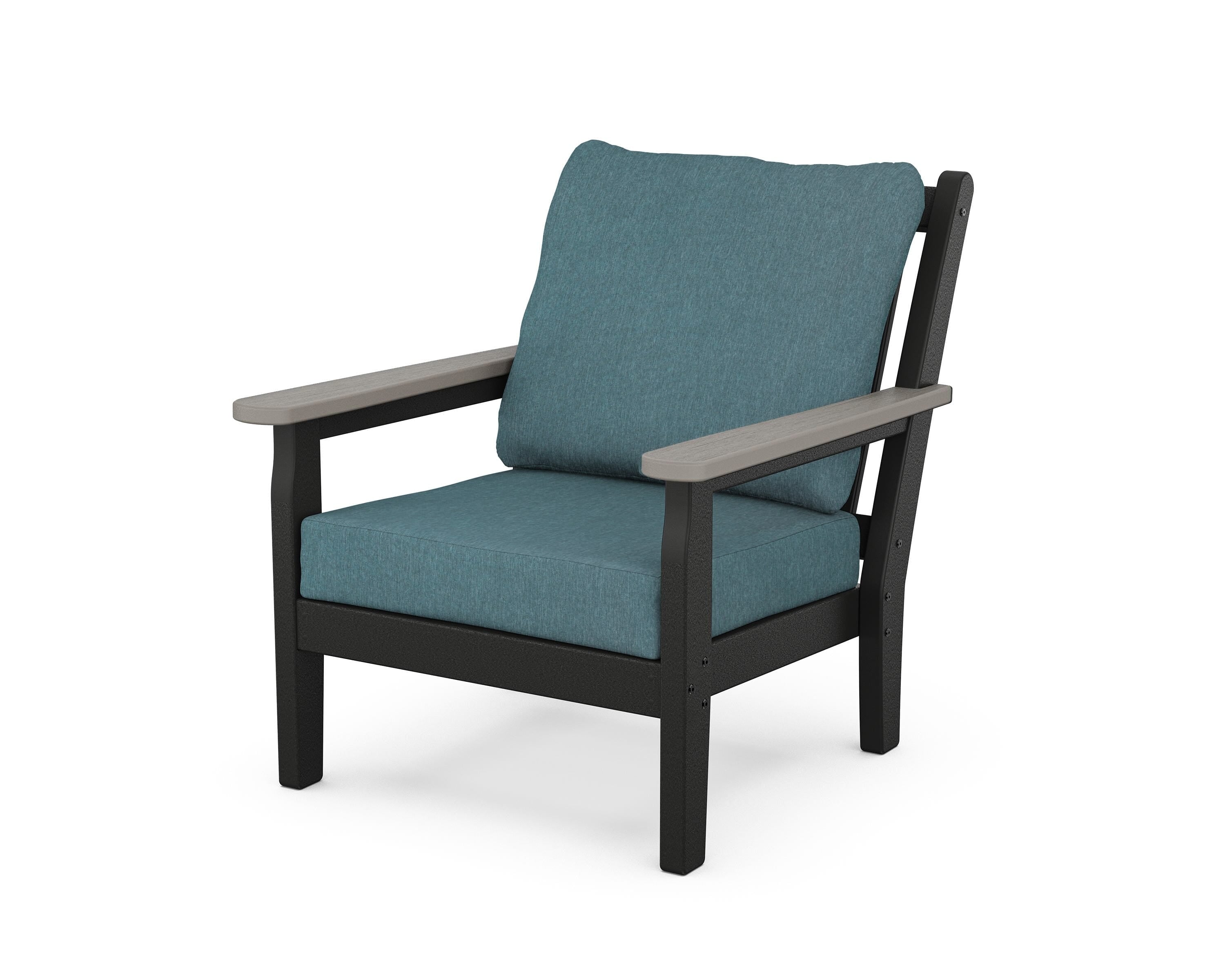 POLYWOOD® Chippendale Deep Seating Chair in Black / Driftwood / Ocean Teal