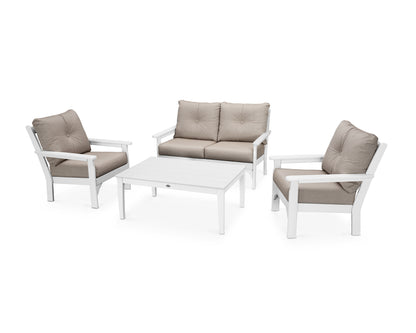 POLYWOOD® Vineyard 4-Piece Deep Seating Set in White / Cast Ash