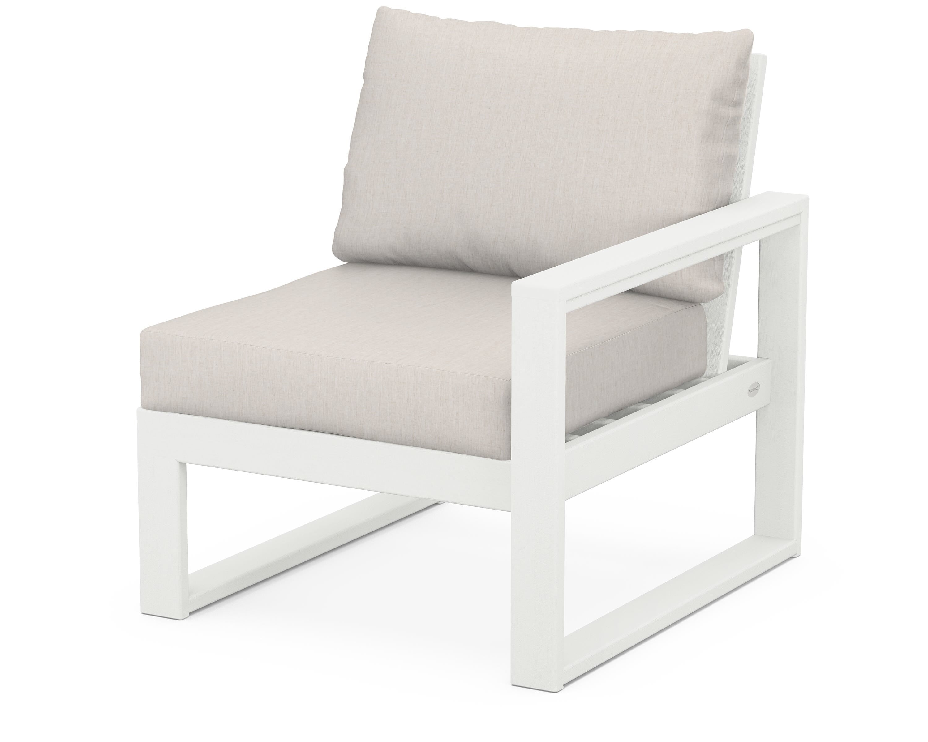 POLYWOOD® EDGE Modular Right Arm Chair in Vintage White / Cast Ash