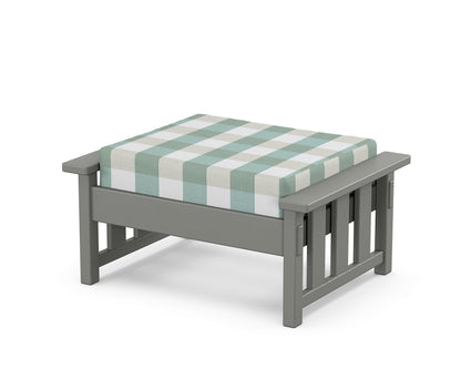 Martha Stewart by POLYWOOD® Acadia Deep Seating Ottoman in Slate Grey / Buffalo Plaid Glacier Spa