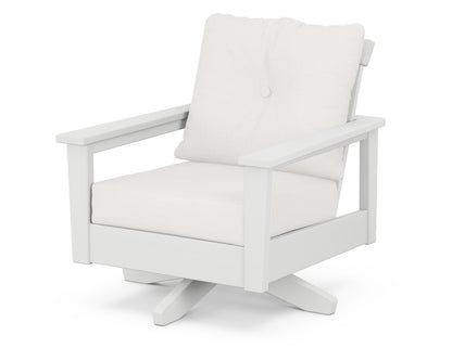 POLYWOOD® Prescott Deep Seating Swivel Chair in White / Natural Linen