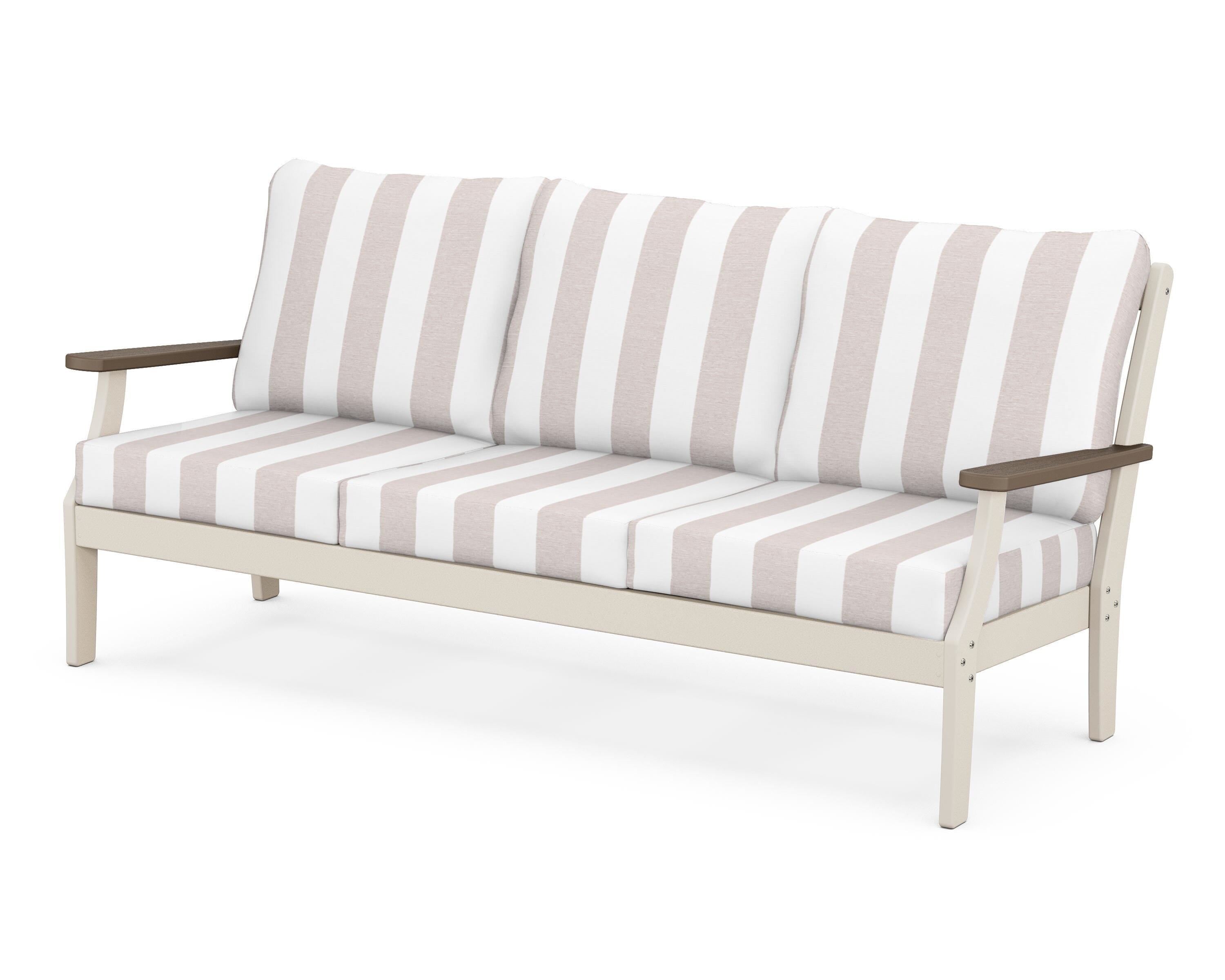 POLYWOOD® Braxton Deep Seating Sofa in Sand / Kona / Cabana Stripe Dune Burlap