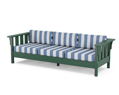 Martha Stewart by POLYWOOD® Acadia Deep Seating Sofa in Green / Cabana Stripe Sky Blue