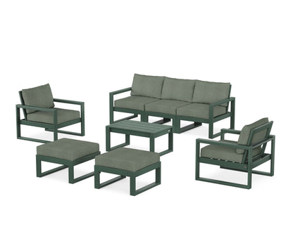 POLYWOOD® EDGE Sectional 8-Piece Lounge Sofa Set in Green / Cast Sage