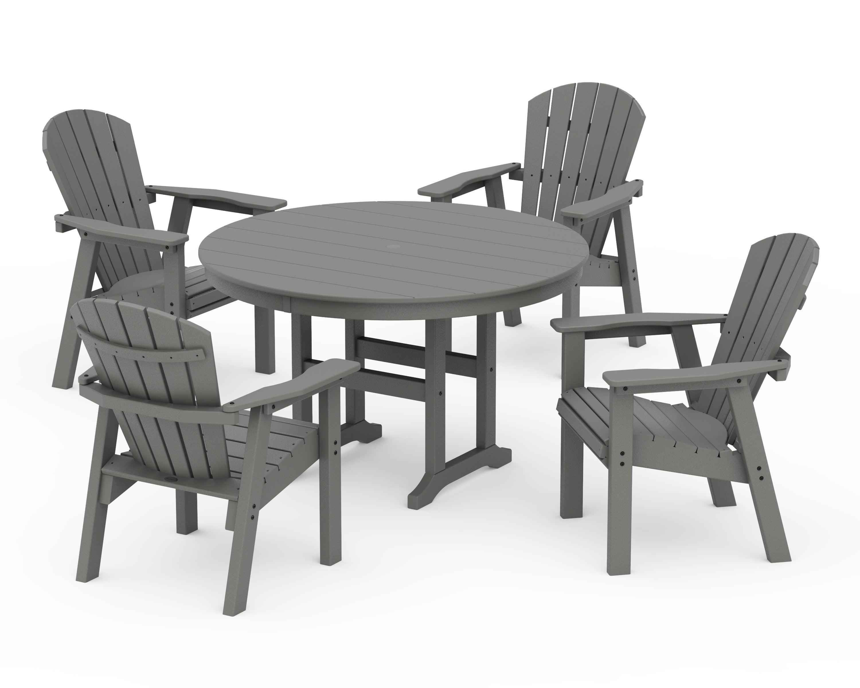 POLYWOOD® Seashell 5-Piece Round Farmhouse Dining Set in Slate Grey