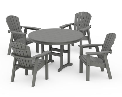 POLYWOOD® Seashell 5-Piece Round Farmhouse Dining Set in Slate Grey