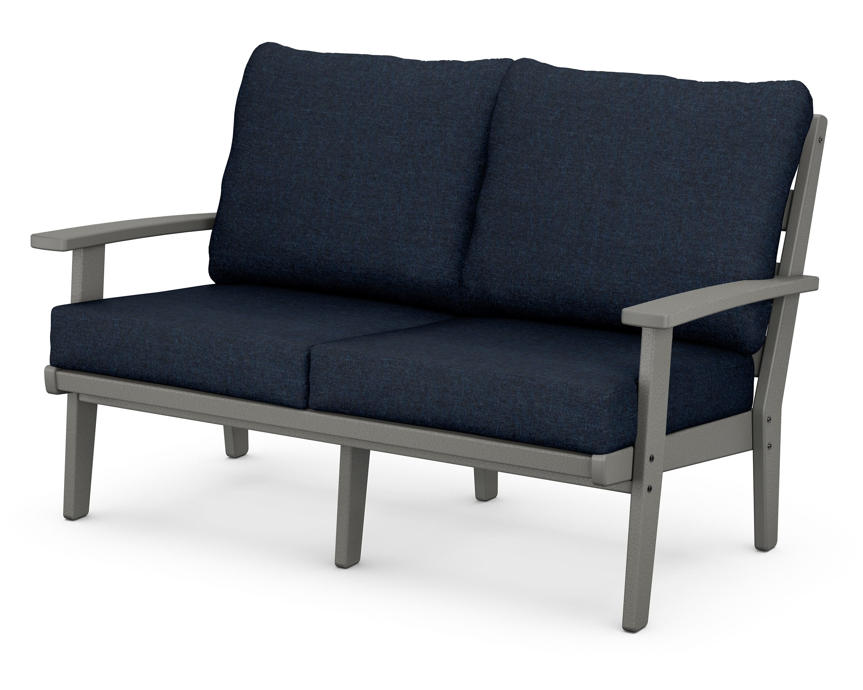 POLYWOOD® Grant Park Deep Seating Loveseat in Slate Grey / Marine Indigo