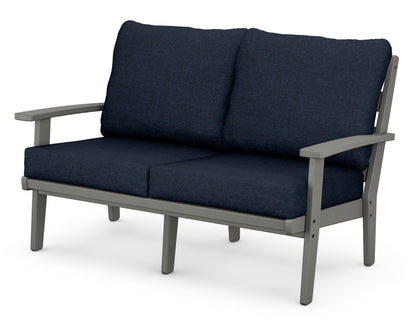 POLYWOOD® Grant Park Deep Seating Loveseat in Slate Grey / Marine Indigo