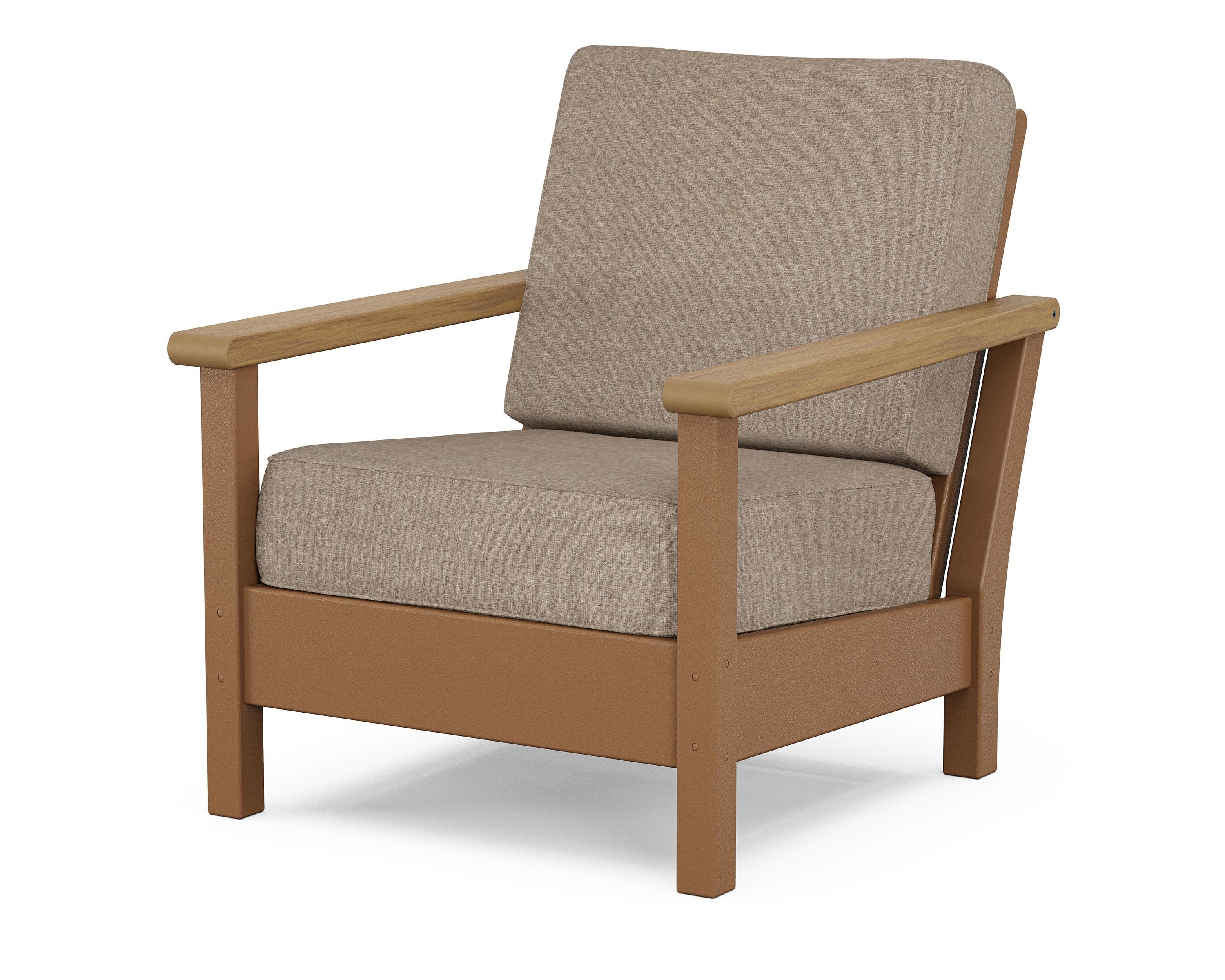 POLYWOOD® Harbour Deep Seating Chair in Teak / Natural / Spiced Burlap