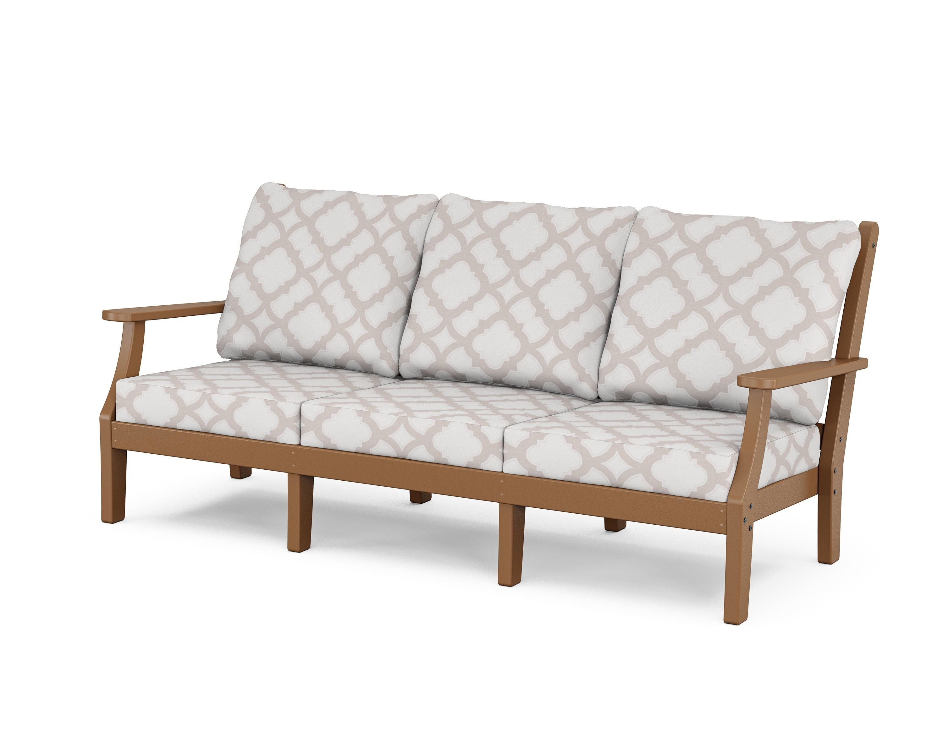 Country Living Wovendale Deep Seating Sofa in Teak / Trellis Dune Burlap