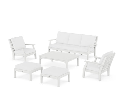 Martha Stewart by POLYWOOD® Chinoiserie 6-Piece Lounge Sofa Set in White / Natural