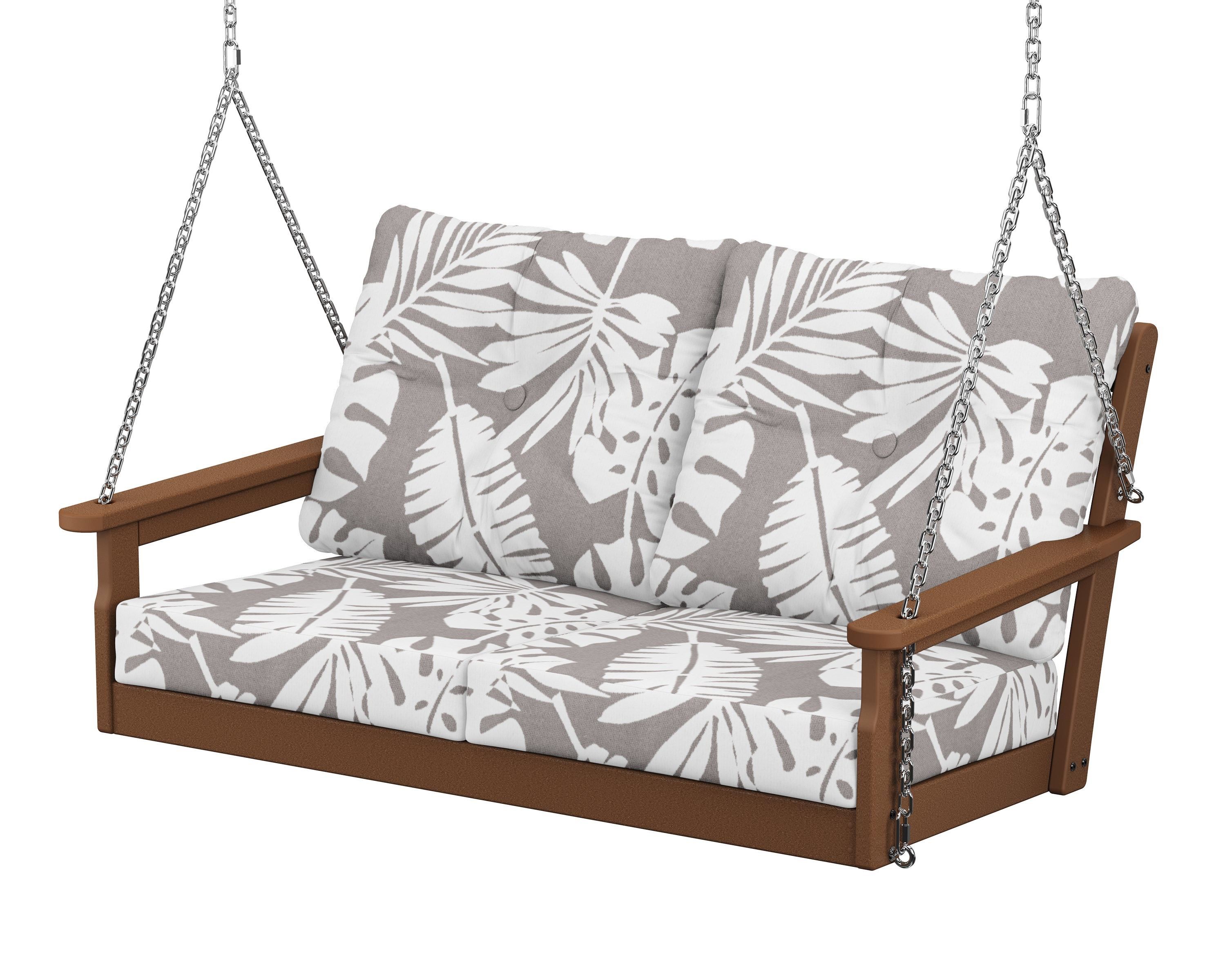 POLYWOOD® Vineyard Deep Seating Swing in Teak / Leaf Grey Mist