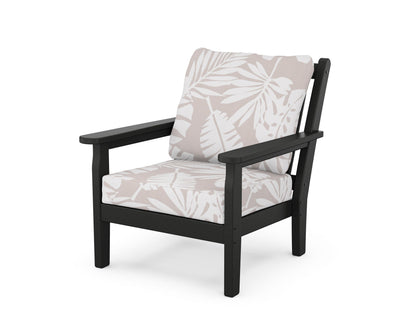 POLYWOOD® Chippendale Deep Seating Chair in Black / Leaf Dune Burlap