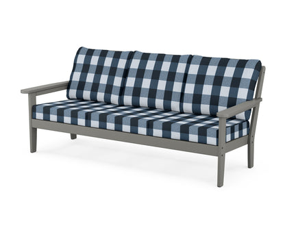 Country Living Cottage Deep Seating Sofa in Slate Grey / Buffalo Plaid Marine Indigo