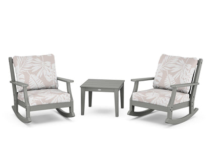 Country Living Wovendale 3-Piece Deep Seating Rocker Set in Slate Grey / Leaf Dune Burlap