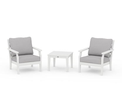 Draper James™ by  POLYWOOD® Savannah 3-Piece Deep Seating Set in White / Granite