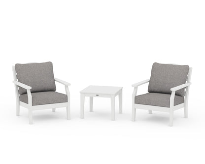 Draper James™ by  POLYWOOD® Savannah 3-Piece Deep Seating Set in White / Grey Mist
