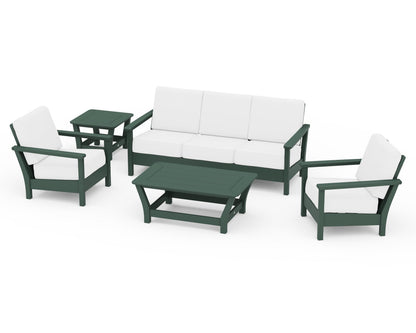 POLYWOOD® Harbour 5-Piece Deep Seating Set in Green / Natural