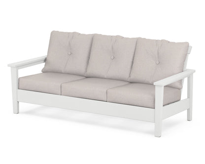 POLYWOOD® Prescott Deep Seating Sofa in White / Dune Burlap