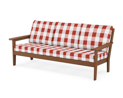 Country Living Cottage Deep Seating Sofa in Teak / Buffalo Plaid Crimson