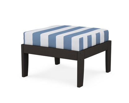 Unbranded Modular Ottoman - Classic in Vintage Coffee / Cabana Stripe Sky Blue