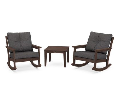 POLYWOOD® Vineyard 3-Piece Deep Seating Rocker Set in Mahogany / Ash Charcoal