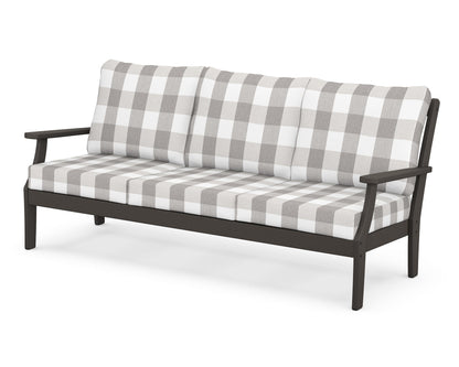 POLYWOOD® Braxton Deep Seating Sofa in Vintage Coffee / Buffalo Plaid Grey Mist