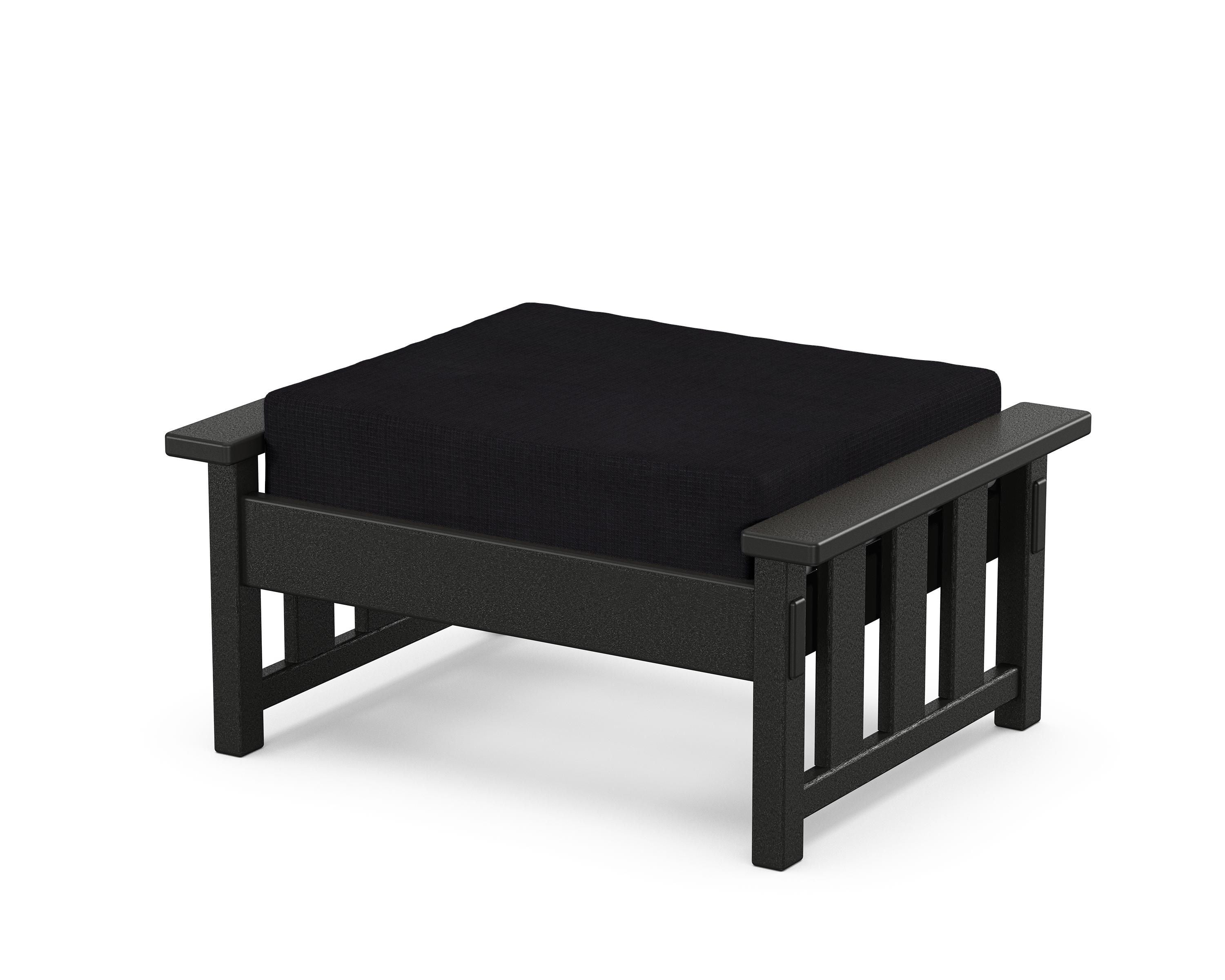 Martha Stewart by POLYWOOD® Acadia Deep Seating Ottoman in Black / Midnight Linen
