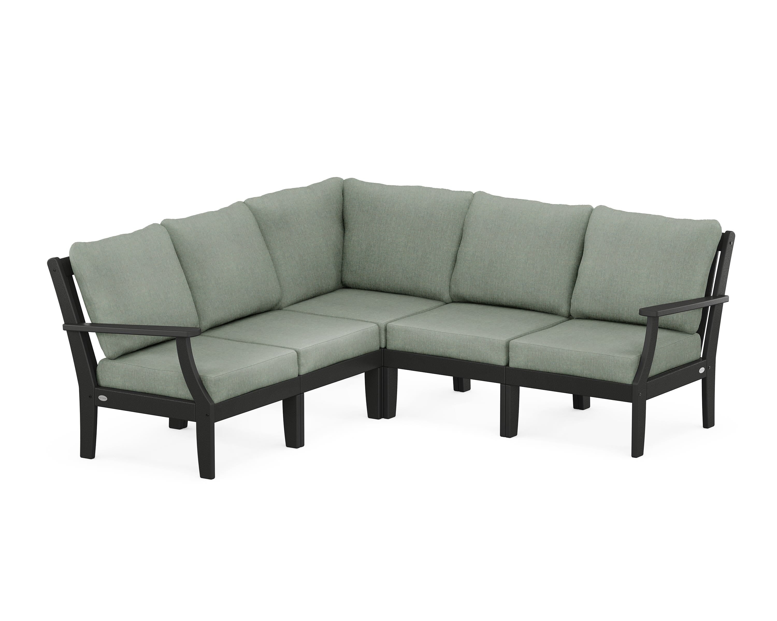 POLYWOOD® Braxton Modular 5-Piece Deep Seating Set in Black / Cast Sage
