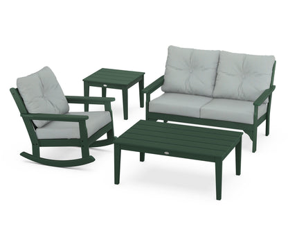 POLYWOOD® Vineyard 4-Piece Deep Seating Rocker Set in Green / Spa