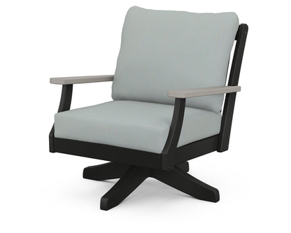 POLYWOOD® Braxton Deep Seating Swivel Chair in Black / Driftwood / Spa