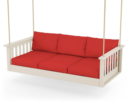 POLYWOOD® Vineyard Daybed Swing in Sand / Crimson Linen