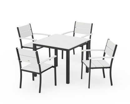 POLYWOOD® Main Street 5-Piece Dining Set in Black / White