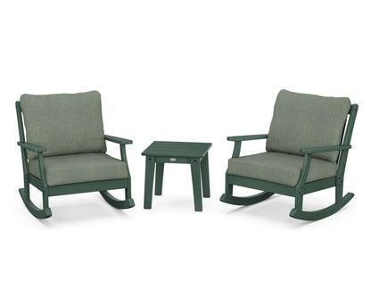 POLYWOOD® Braxton 3-Piece Deep Seating Rocker Set in Green / Cast Sage