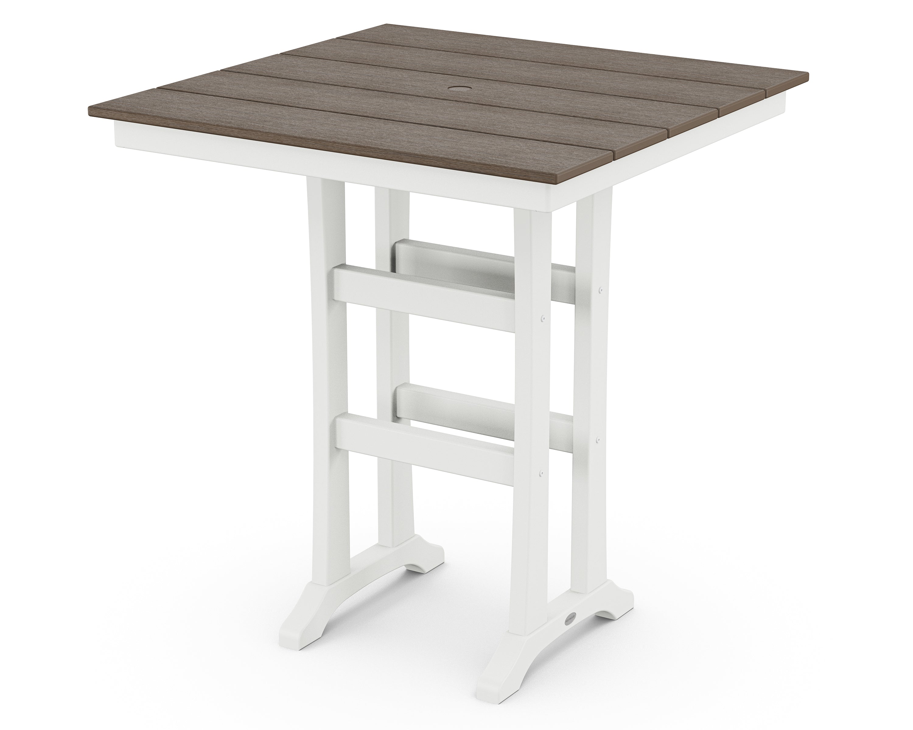 POLYWOOD® Farmhouse Trestle 37" Bar Table in White / Kona