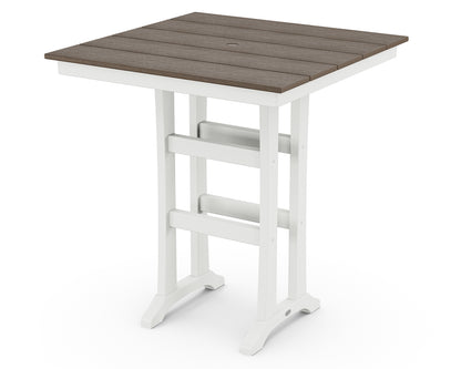 POLYWOOD® Farmhouse Trestle 37" Bar Table in White / Kona