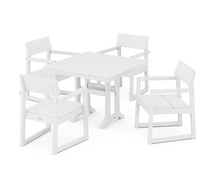 POLYWOOD® EDGE 5-Piece Farmhouse Dining Set With Trestle Legs in White