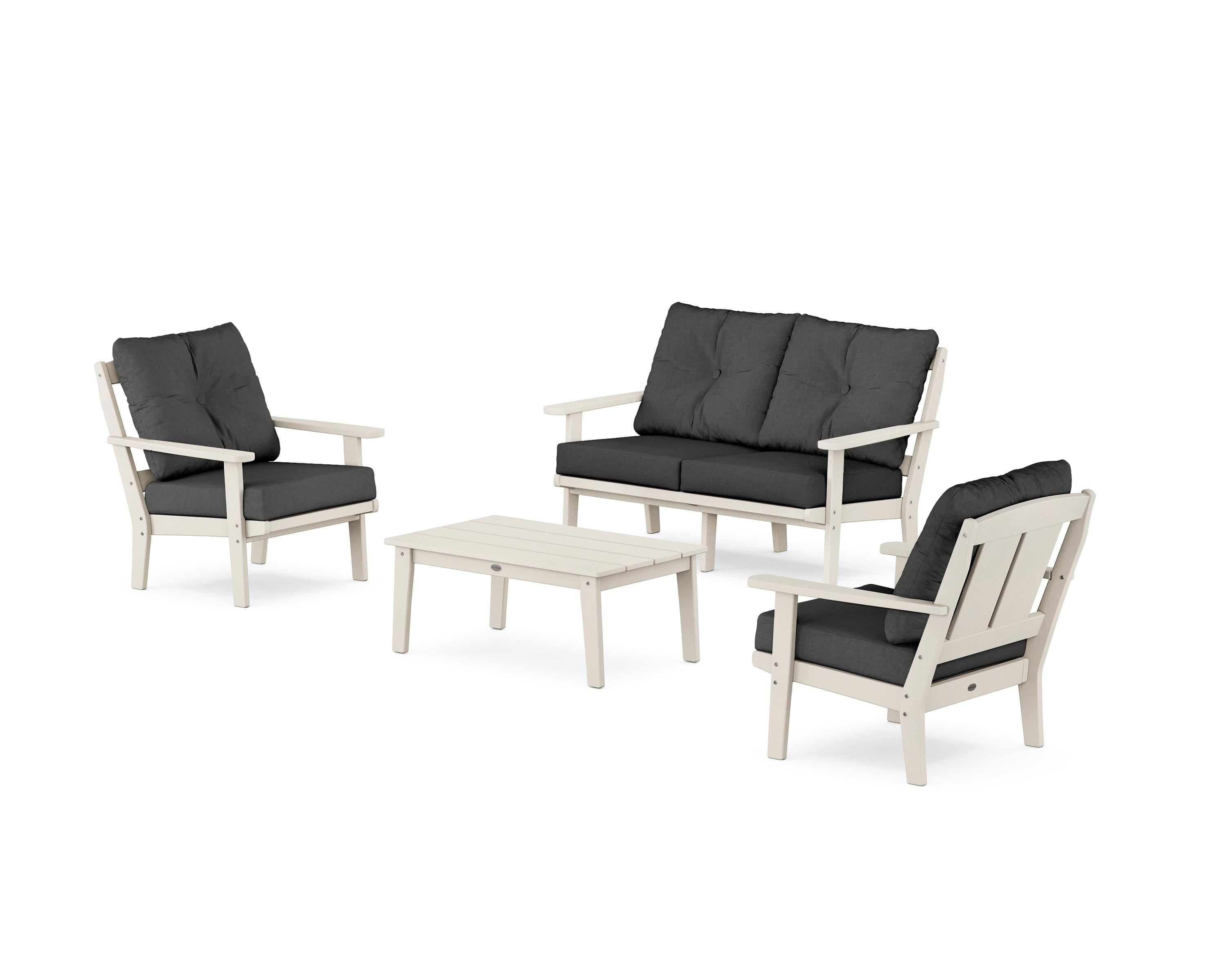 POLYWOOD® Mission 4-Piece Deep Seating Set with Loveseat in Sand / Spectrum Carbon
