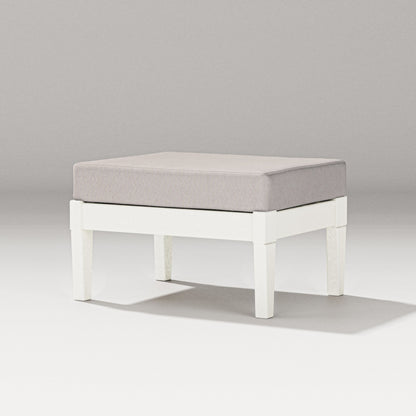 PW Designer Series Estate Lounge Ottoman in Vintage White / Dune Burlap