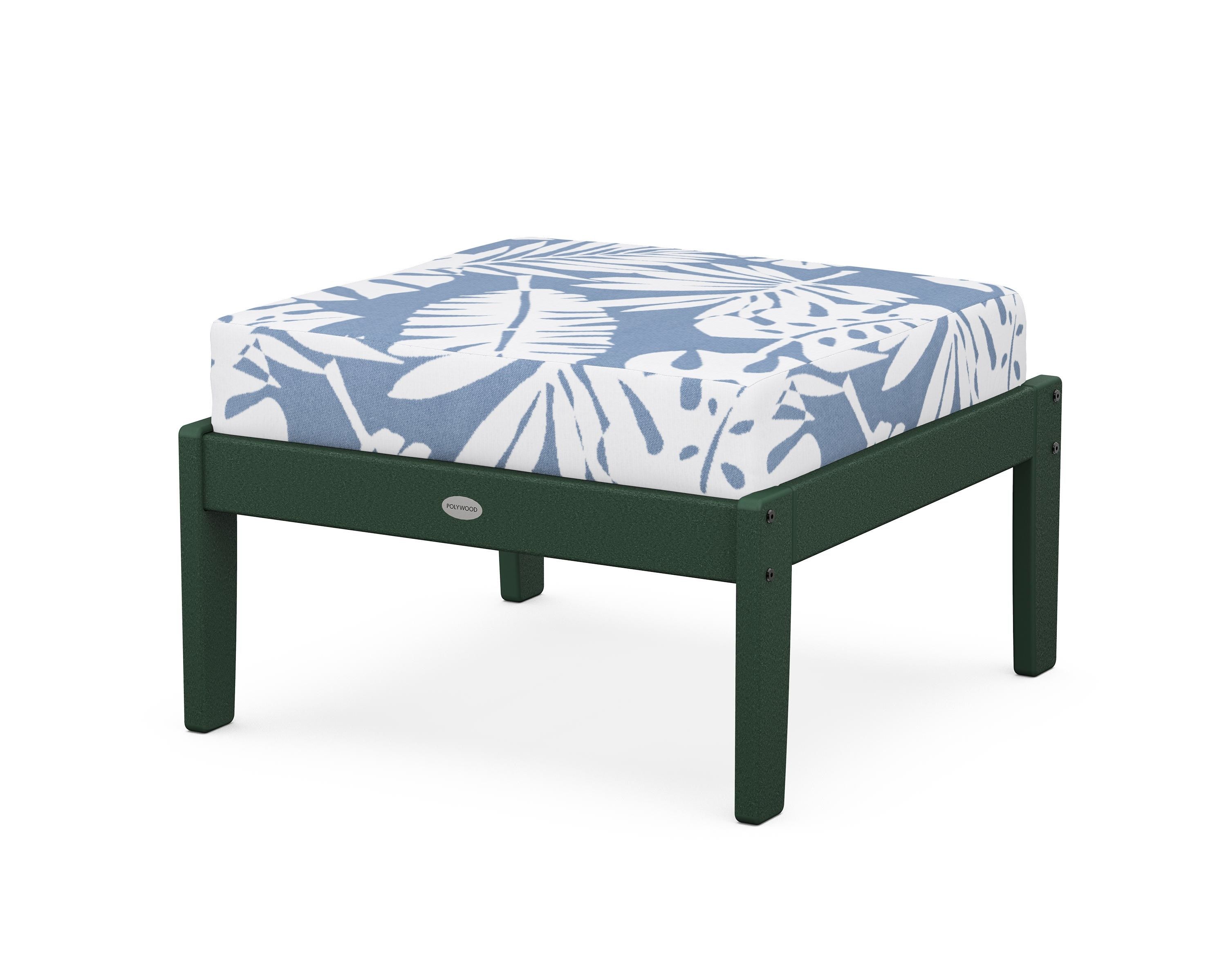 POLYWOOD® Braxton Deep Seating Ottoman in Green / Leaf Sky Blue