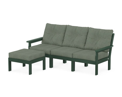 POLYWOOD® Vineyard 4-Piece Sectional with Ottoman in Green / Cast Sage