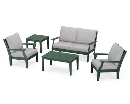 POLYWOOD® Braxton 5-Piece Deep Seating Set in Green / Granite