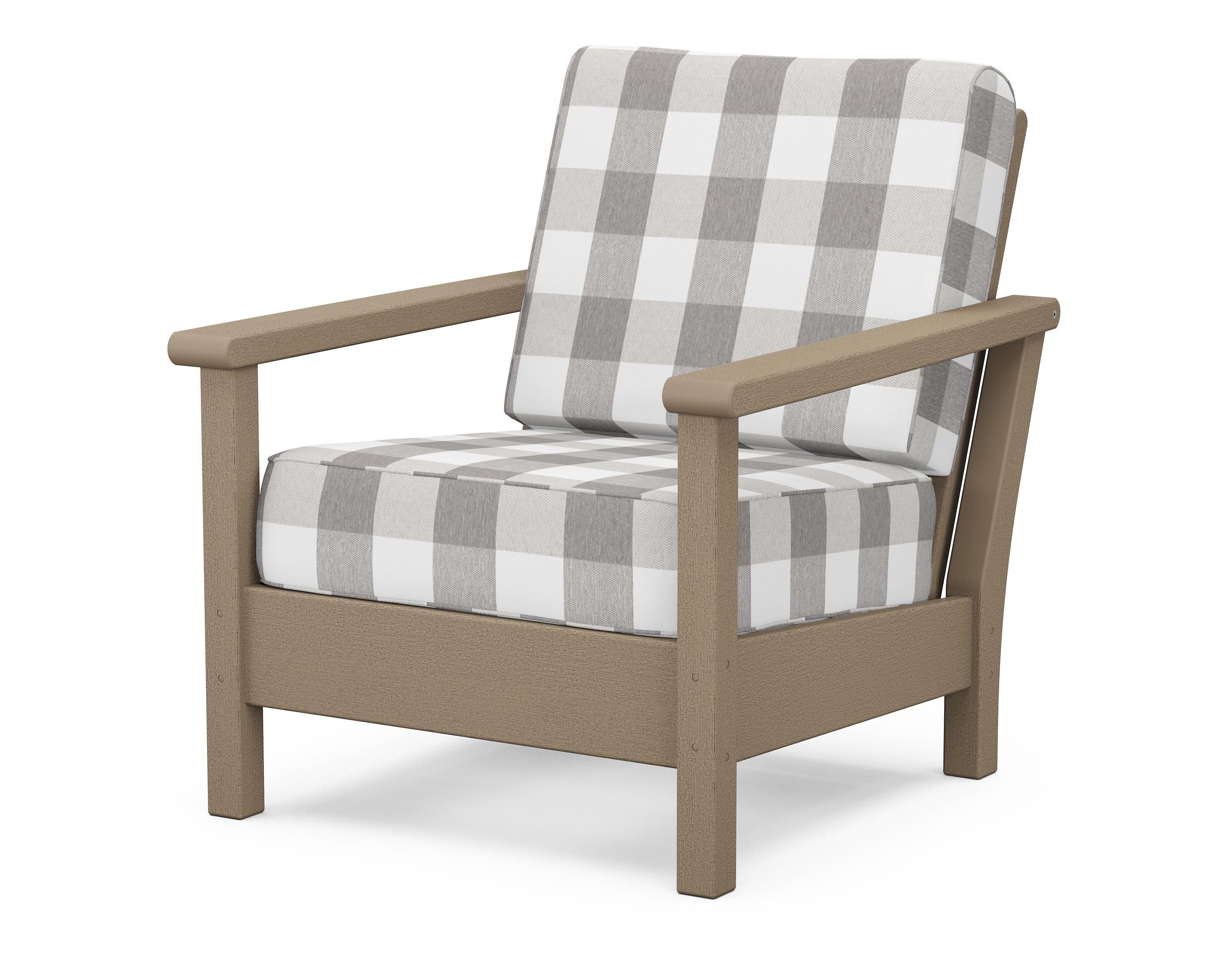 POLYWOOD® Harbour Deep Seating Chair in Vintage Sahara / Buffalo Plaid Grey Mist