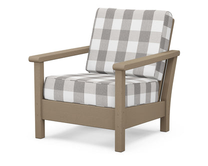 POLYWOOD® Harbour Deep Seating Chair in Vintage Sahara / Buffalo Plaid Grey Mist
